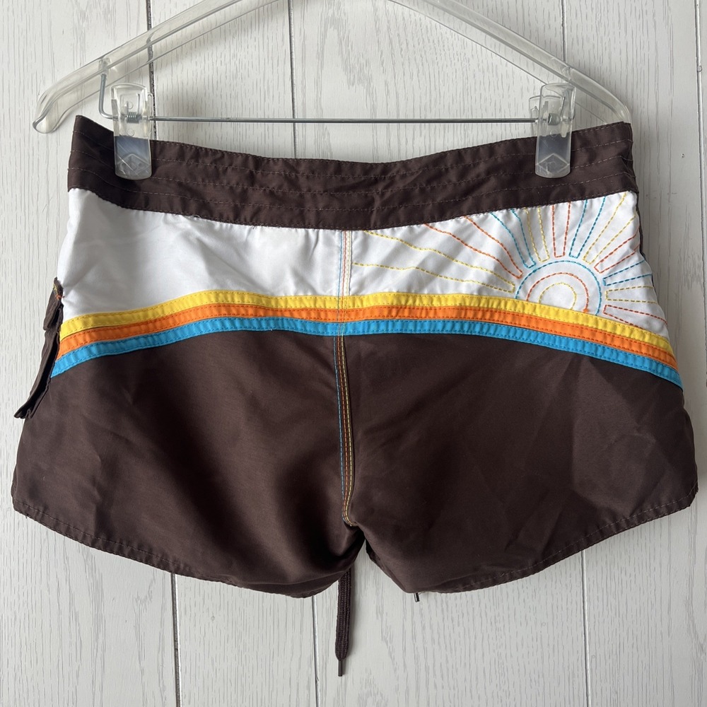 VIntage Y2K Body Glove Micro Board Shorts Womens 5 Brown Sunrise Low Rise Surf